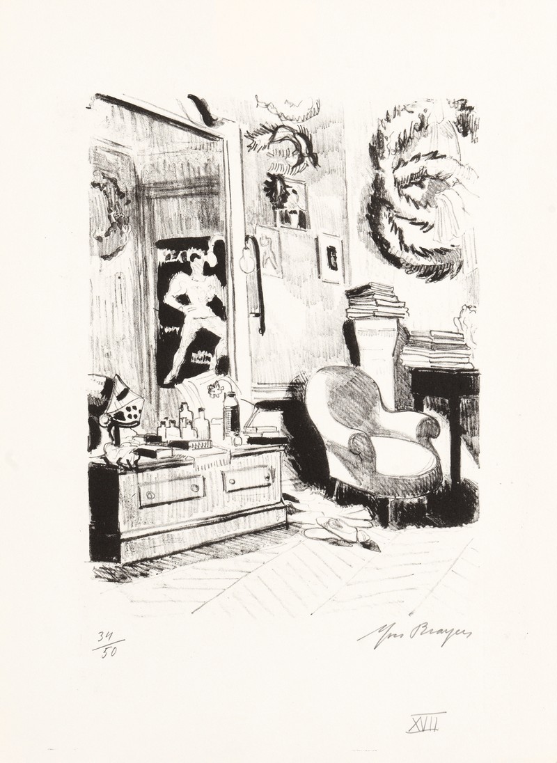 04-C31-YVES-BRAYER-LA-LOGE-DE-SERGE-LIFAR-1969-Lithographie-noir-et-blanc-26x20.5cm-Livre-La-danse-à-l’Opéra