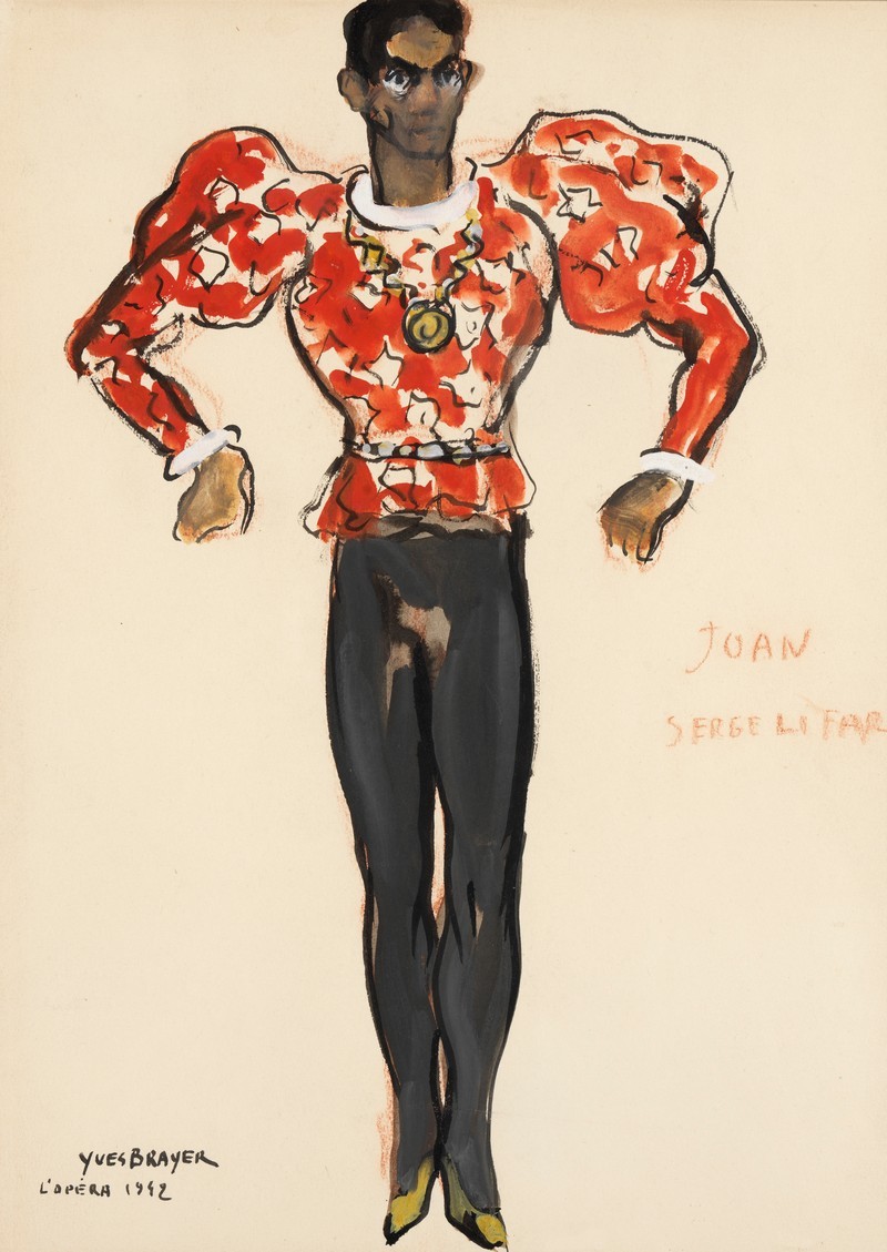 02-B650-YVES-BRAYER-JOAN-DE-ZARISSA-COSTUME-DE-SERGE-LIFAR-JOAN-1942-Gouache-38.5x28cm