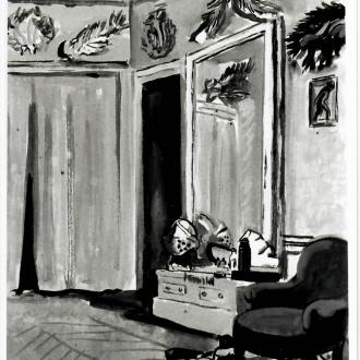 O1814-La-loge-de-Serge-Lifar-à-lOpéra-1942-Aquarelle-et-gouache-53.0x41.0cm-